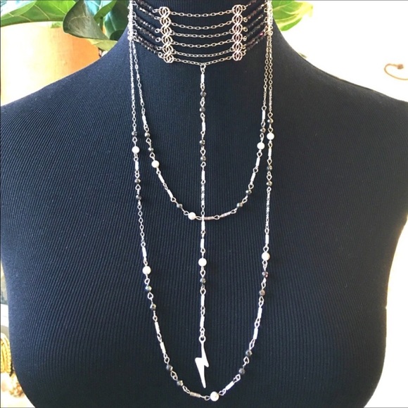 Free People Lighting Strike Silver & Black Choker - Picture 5 of 8